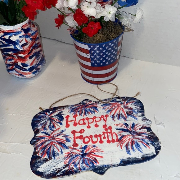 Fireworks Sign Hand Painted Fourth of July Decor - Picture 2 of 2